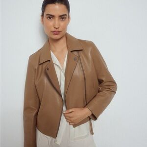 Pedro del Hierro Women’s size 8 The Perfect Leather Beige Sheep Jacket